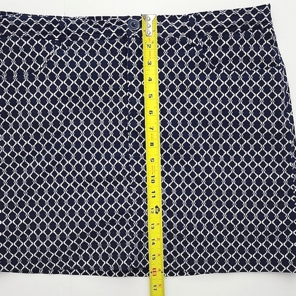 Mario  Serrani Comfort Stretch Skort Navy Blue White Morrocan Pattern Size Large - Picture 14 of 16